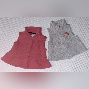 Carter’s Lot (2) Infant Girls Sweatshirt Fashion Vests Size 9 mths Pink & Gray